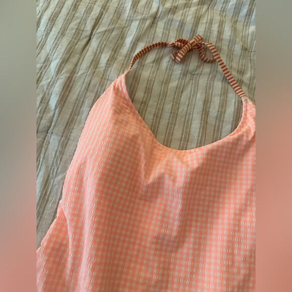 NWT Aerie Gingham & Striped One Piece Swimsuit Pink Orange Size XL - Picture 5 of 9